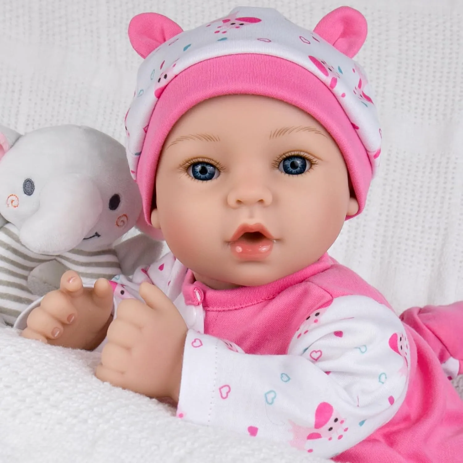 Aori 18 Inch Reborn Baby Doll - Realistic Lifelike Newborn Girl Toy with Pink Outfit, for Girls Kids Toddlers