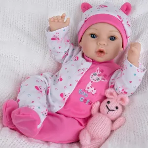 Aori 18 Inch Reborn Baby Doll - Realistic Lifelike Newborn Girl Toy with Pink Outfit, for Girls Kids Toddlers