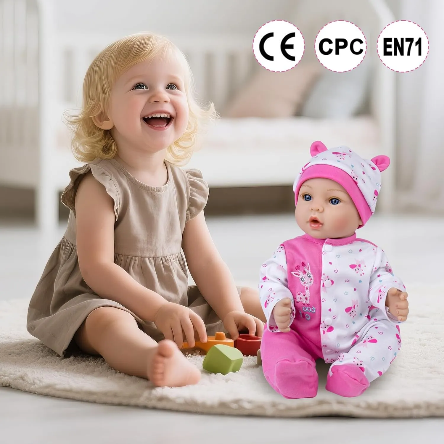 Aori 18 Inch Reborn Baby Doll - Realistic Lifelike Newborn Girl Toy with Pink Outfit, for Girls Kids Toddlers