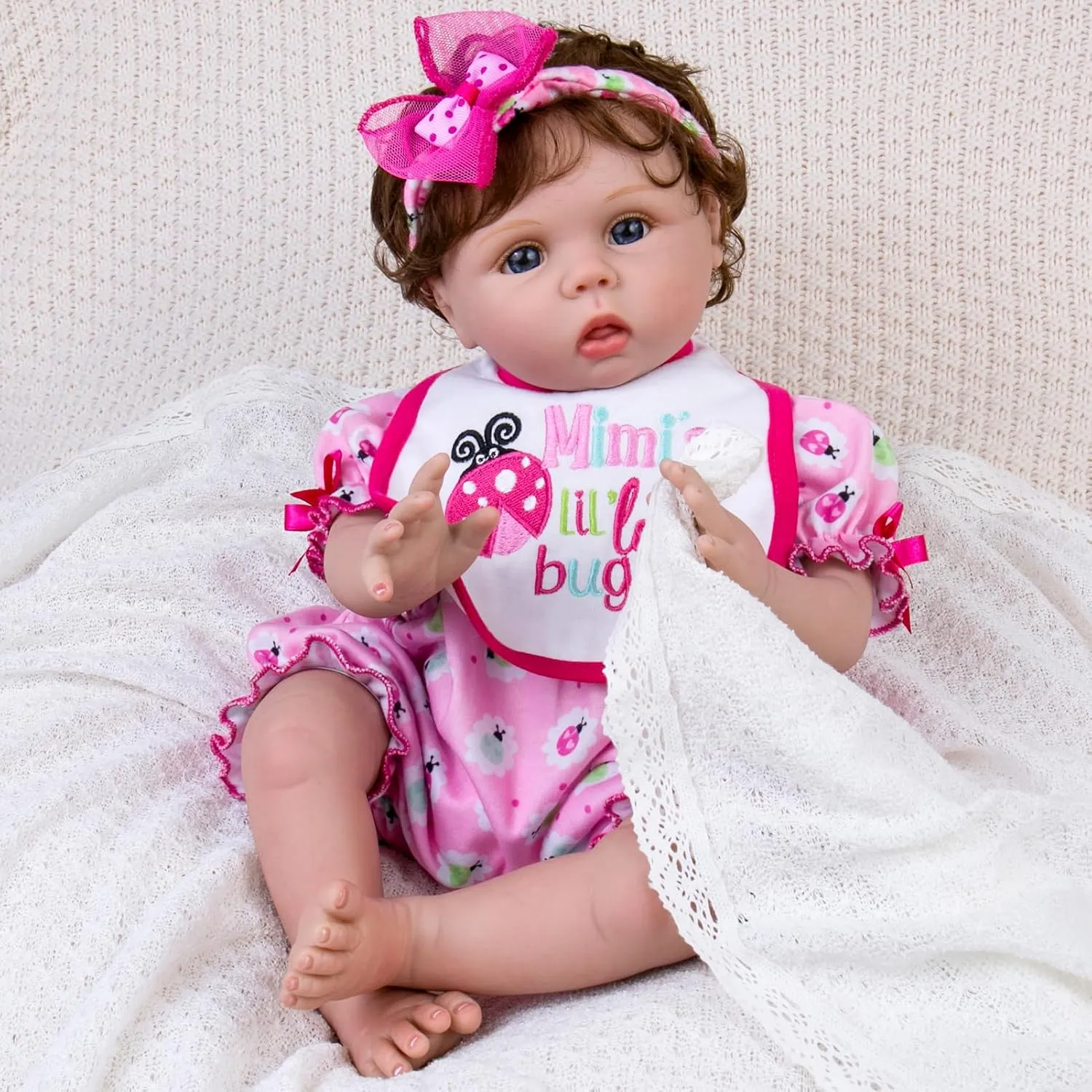 Aori Lifelike Reborn Baby Dolls - 22" Realistic Weighted Cloth Body Baby Girl with 3/4 Soft Vinyl Limbs, Newborn Toddler Doll for Kids Ages 3  Years