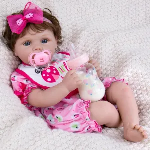 Aori Lifelike Reborn Baby Dolls - 22" Realistic Weighted Cloth Body Baby Girl with 3/4 Soft Vinyl Limbs, Newborn Toddler Doll for Kids Ages 3  Years