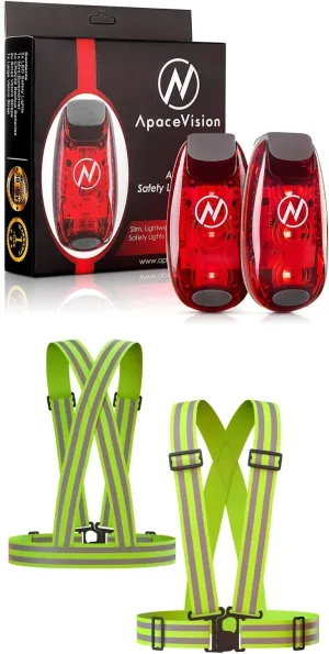 Apace Vision (2 Pack) - LED Safety Lights   Reflective Vests