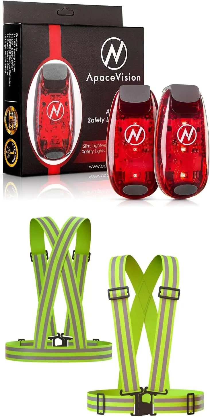 Apace Vision (2 Pack) - LED Safety Lights   Reflective Vests