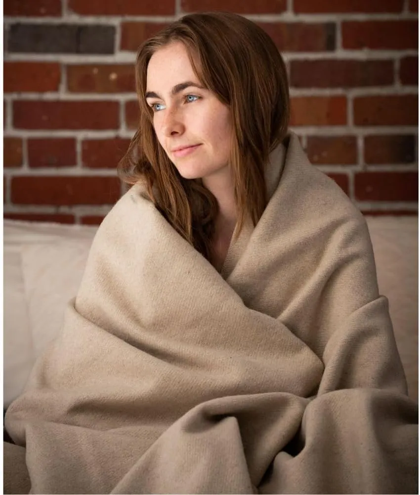 Arcturus Bighorn 100% Virgin Wool Blanket | Heirloom-Quality Wool Bedding for Home & Cabin | Warm, Thick & Durable (King Size, Ivory)