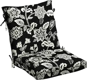 Arden Outdoor Plush Modern Tufted Blowfill Dining Chair Cushion, 21 x 40, Water Repellent, Fade Resistant, Tufted Cushion for Dining and Bistro Chairs 21 x 40, Ashland Black Jacobean