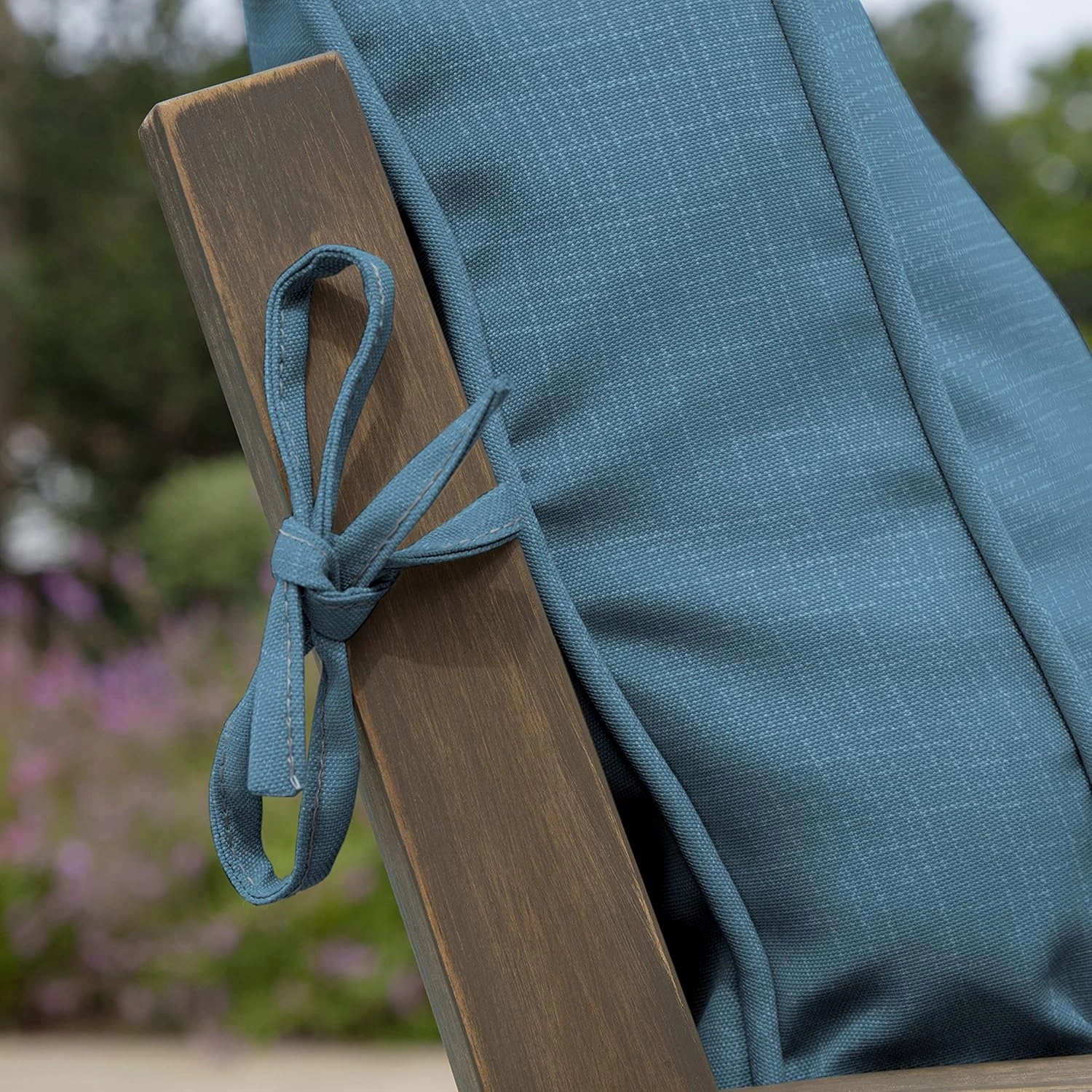 Arden Outdoor Plush Modern Tufted Blowfill Dining Chair Cushion, 21 x 40, Water Repellent, Fade Resistant, Tufted Cushion for Dining and Bistro Chairs 21 x 40, French Blue Texture