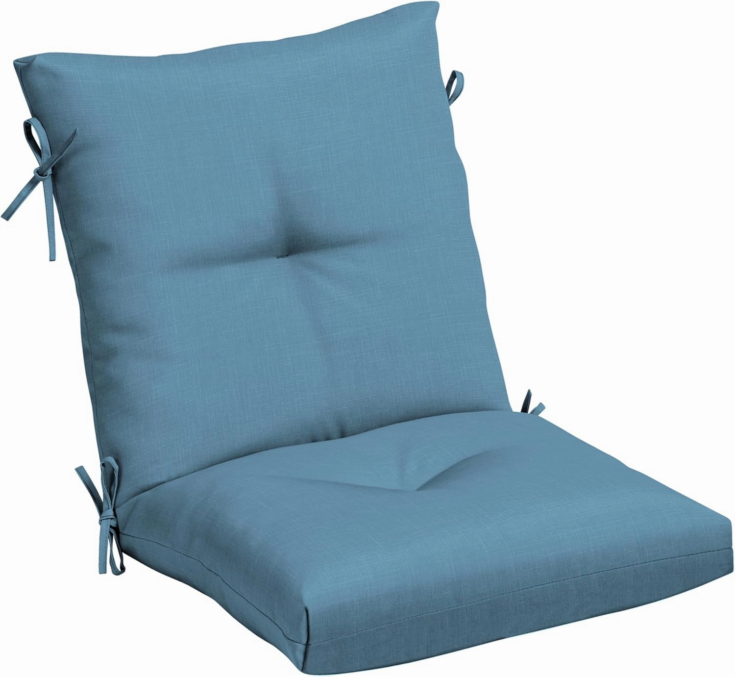 Arden Outdoor Plush Modern Tufted Blowfill Dining Chair Cushion, 21 x 40, Water Repellent, Fade Resistant, Tufted Cushion for Dining and Bistro Chairs 21 x 40, French Blue Texture