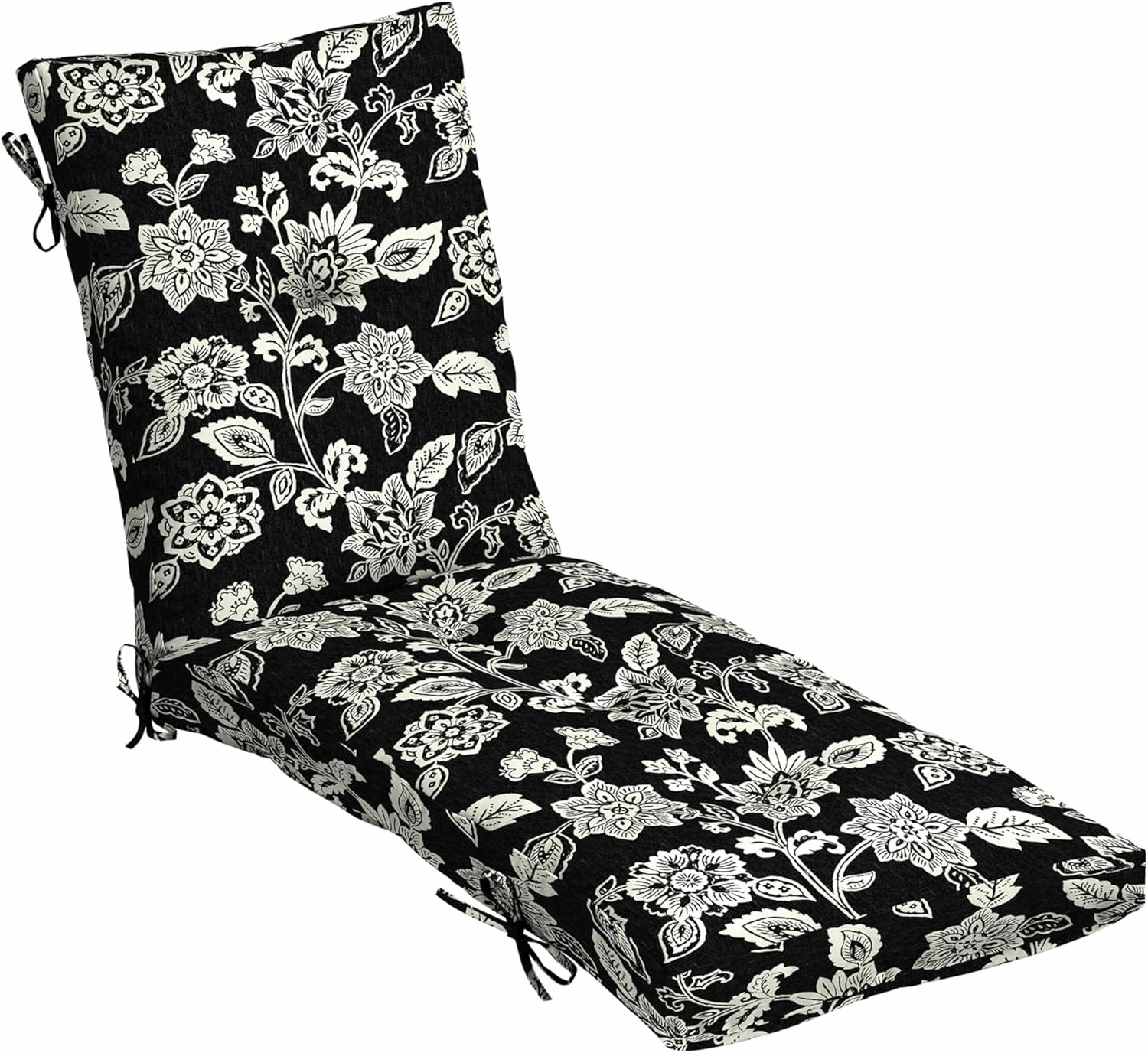 Arden Selections Outdoor Plush Modern Tufted Chaise Cushion, 76 x 22, Water Repellent, Fade Resistant, Tufted Cushion for Chaise Lounger 76 x 22, Ashland Black Jacobean