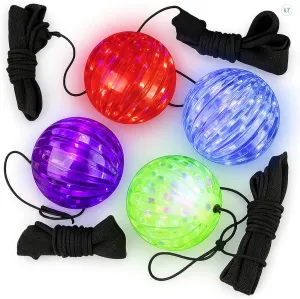 ArtCreativity LED Orbit Wrist Balls – Set of 4 Light Up Toys with Elastic Strings – Fun Outdoor Glow Ball Game, Great for Birthday Goodie Bags, Classroom Rewards, Backyard Play for Kids Ages 3 