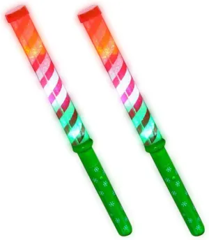 ArtCreativity Light Up Candy Cane Wands – Set of 2 LED Christmas Light Up Wands for Kids, Fun Candy Cane Glow Sticks with Batteries, Festive or Stocking Stuffer for Boys and Girls