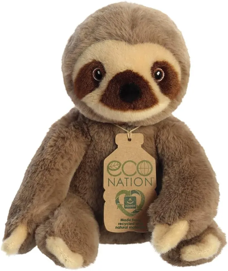 Aurora, 35003, Eco Nation Sloth, 24 cm Eco-Responsible Plush, Brown