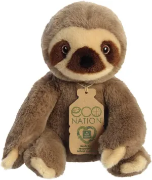 Aurora, 35003, Eco Nation Sloth, 24 cm Eco-Responsible Plush, Brown