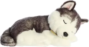 Aurora® Adorable Miyoni® Tots Sleepy Husky Pup Stuffed Animal - Lifelike Details Make a Cherished Companion - Perfect for Decorating Bedrooms or Classrooms - Gray 10 Inches