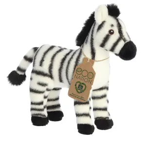 Aurora® Eco-Friendly Eco Nation™ Zebra Stuffed Animal - Environmental Consciousness - Recycled Materials - White 10 Inches