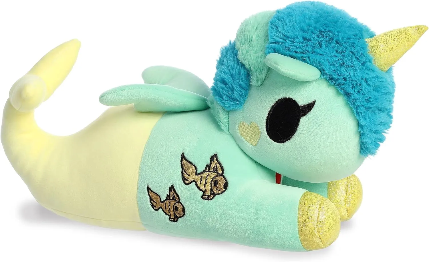 Aurora® Enchanting ©Tokidoki Squishy Sea Green Stuffed Animal - Bright & Colorful Design - Showpiece Plush - Yellow 13 Inches