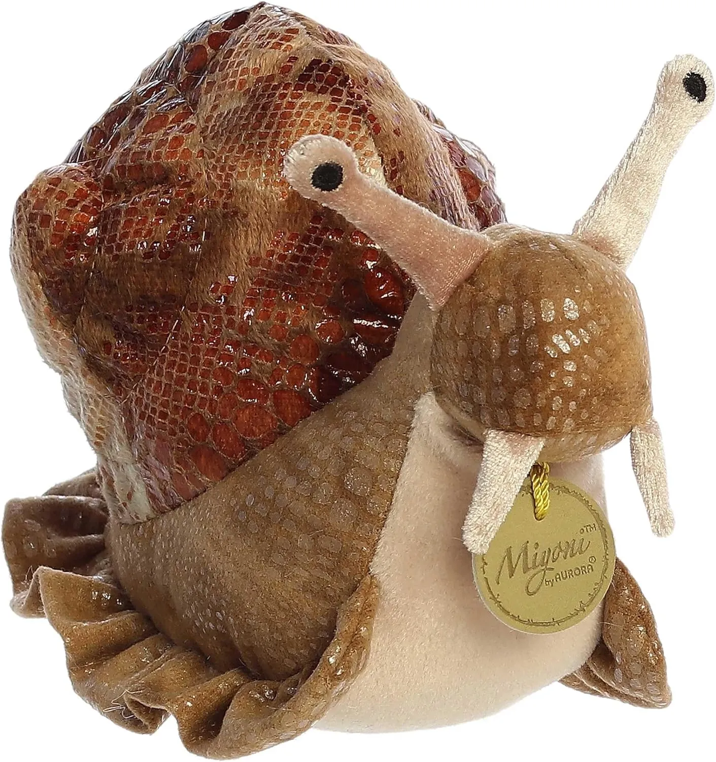 Aurora® Realistic Miyoni® Garden Snail Stuffed Animal - Lifelike Detail - Cherished Companionship - Brown 9 Inches