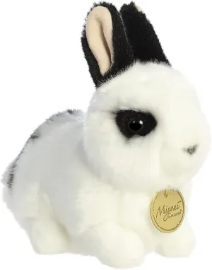 Aurora® Realistic Miyoni® Rex Rabbit Stuffed Animal - Lifelike Detail - Cherished Companionship - Black and White 8 Inches