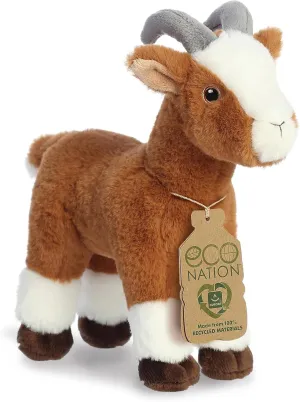 Aurora® Responsibly Made Eco Nation™ Goat Stuffed Animal - Ideal for Playtime Adventures - Perfect for Birthdays or Just Because - Brown 10.5 Inches