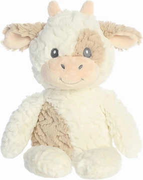 Aurora® Adorable Huggy Collection™ Clover Cow™ Baby Stuffed Animal - Comforting Companion - Sensory Stimulation - White 13 Inches