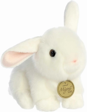 Aurora® Adorable Miyoni® Tots Playful Baby Bunny Stuffed Animal - Lifelike Detail - Cherished Companionship - White 8 Inches