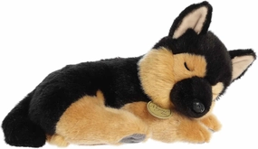 Aurora® Adorable Miyoni® Tots Sleepy German Shepherd Pup Stuffed Animal - Lifelike Details Make a Cherished Companion - Perfect for Decorating Bedrooms or Classrooms - Brown 10 Inches