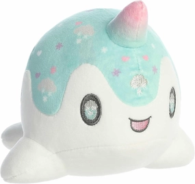 Aurora® Festive Tasty Peach® Snowfall Nomwhal Stuffed Animal - Bright & Colorful Design - Showpiece Plush - White 7 Inches