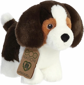 Aurora® Responsibly Made Eco Nation™ Beagle Stuffed Animal - Ideal for Playtime Adventures - Perfect for Birthdays or Just Because - White 8 Inches