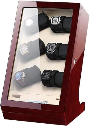 Automatic Watch Winder Box, Touch Screen & LED Lights, Quiet Motor 12 2 Watches Storage Display Case Carbon Fibre Piano Finish