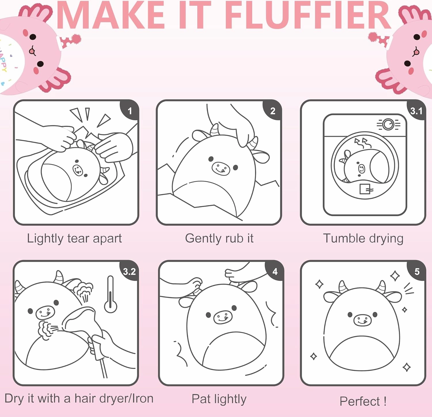 Axolotl Plush Adorable Axolotl Stuffed Animals Soft Birthday Gift Axolotl Plushies Pillow for Kids Boys Girls Pink 12 inch