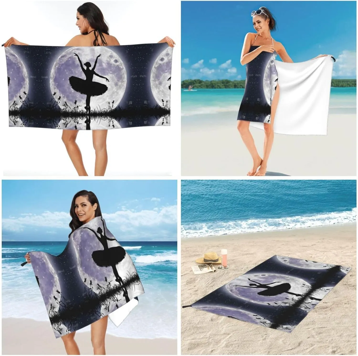 Ballerina Dance Premium Compact Microfiber Travel Towel-Featherlight & Quick Dry,Sand-Resistant Beach Towel for Swimming,Camping,Vacation Essentials with Carry Pouch