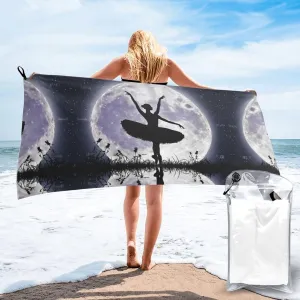 Ballerina Dance Premium Compact Microfiber Travel Towel-Featherlight & Quick Dry,Sand-Resistant Beach Towel for Swimming,Camping,Vacation Essentials with Carry Pouch
