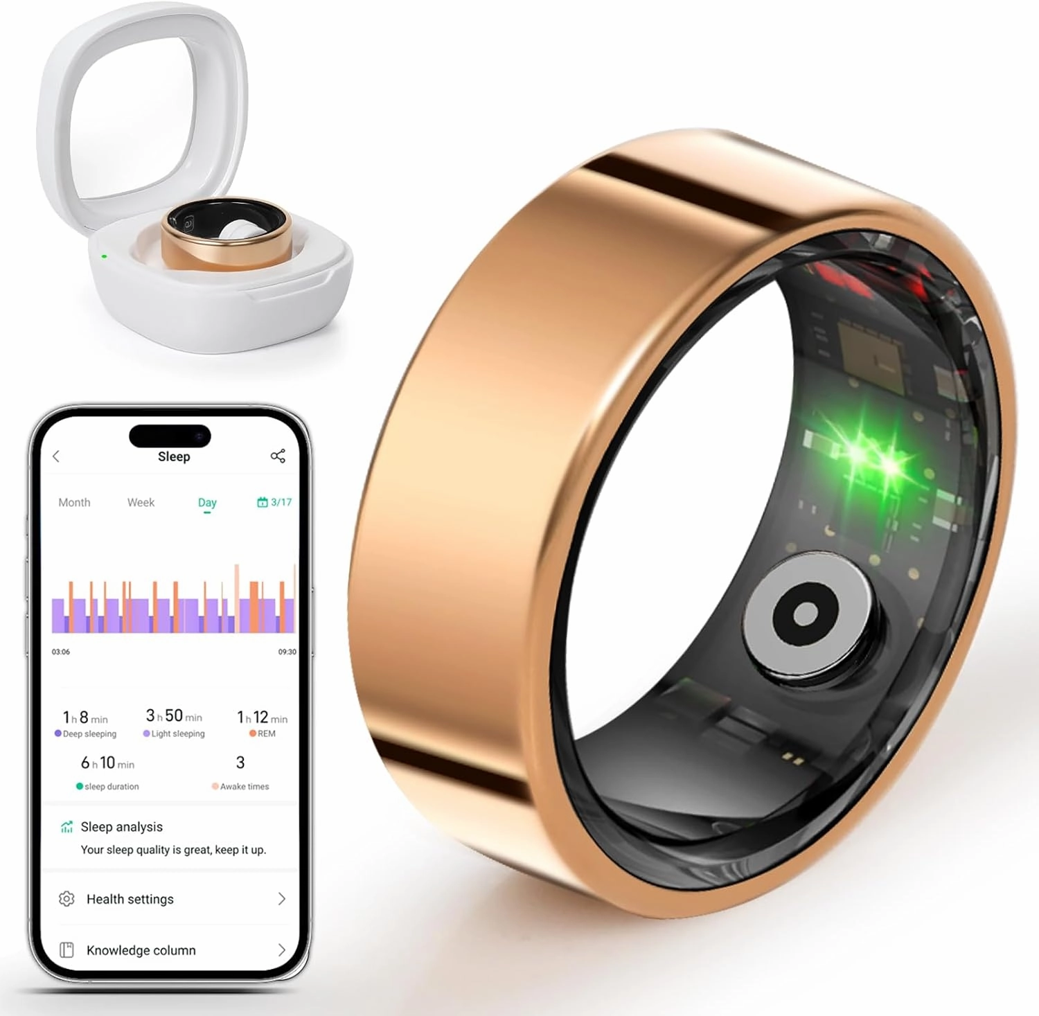 BANGALORE Smart Fitness Ring for Men & Women – Activity & Wellness Tracker with Heart Rate, Sleep, and Blood Oxygen Monitoring, Motion Tracking, Waterproof Build, and No Subscription Required (7#)