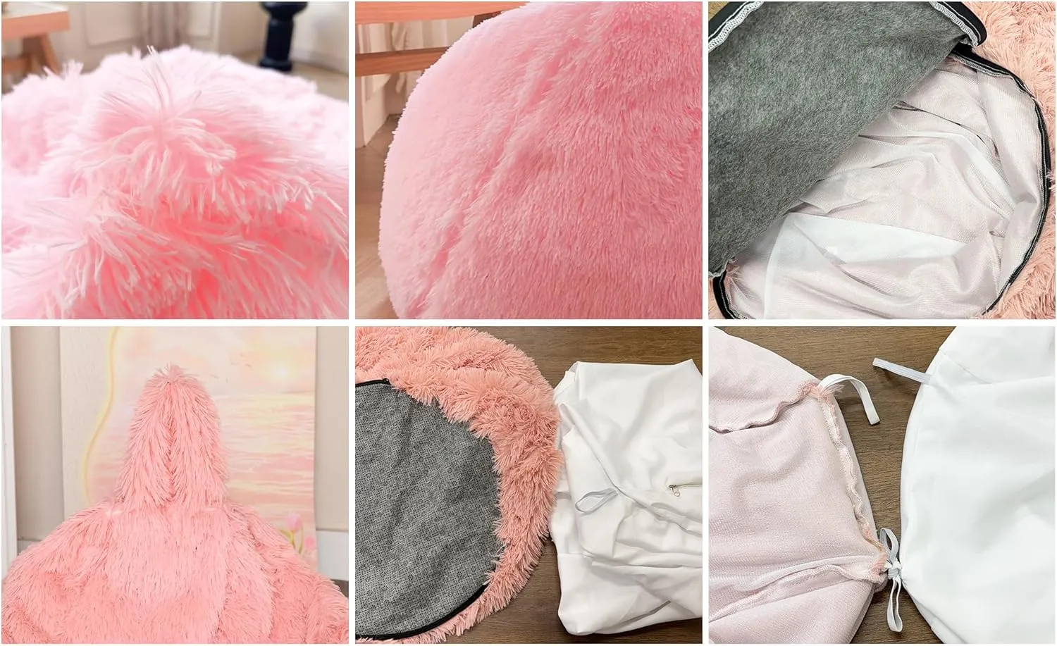 BCU Bean Bag Chair Cover Ultra Soft Fluffy Faux Fur Beanbag Cover Plush Living Room Chairs Cover for Adults and Kids, White
