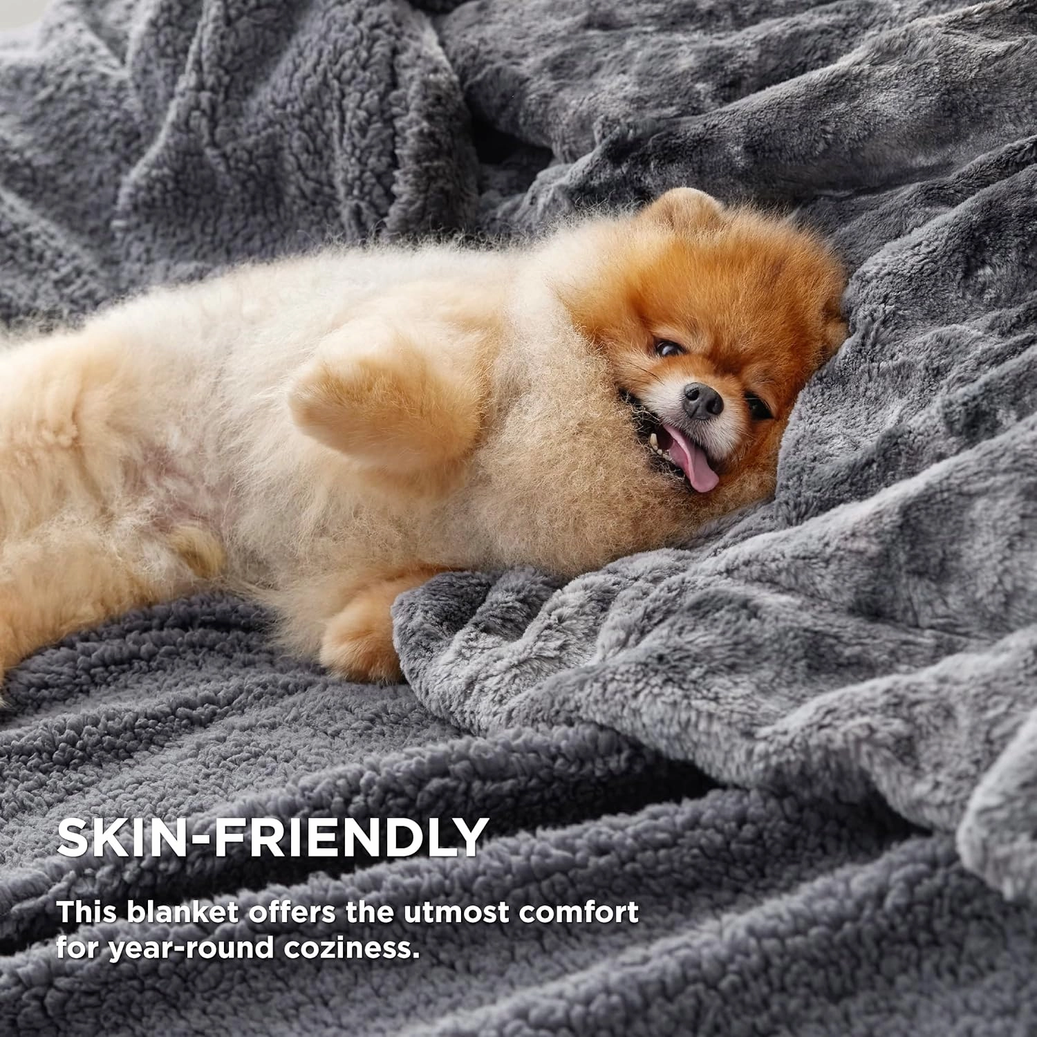 Bedsure Sherpa Fluffy Throw Blanket - Fleece Soft Warm and Cozy Throw for Women, Plush & Fuzzy Faux Fur Blanket for Couch, Sofa and Bed Decor, Tie Dye Design, Grey, 50x60 Inches