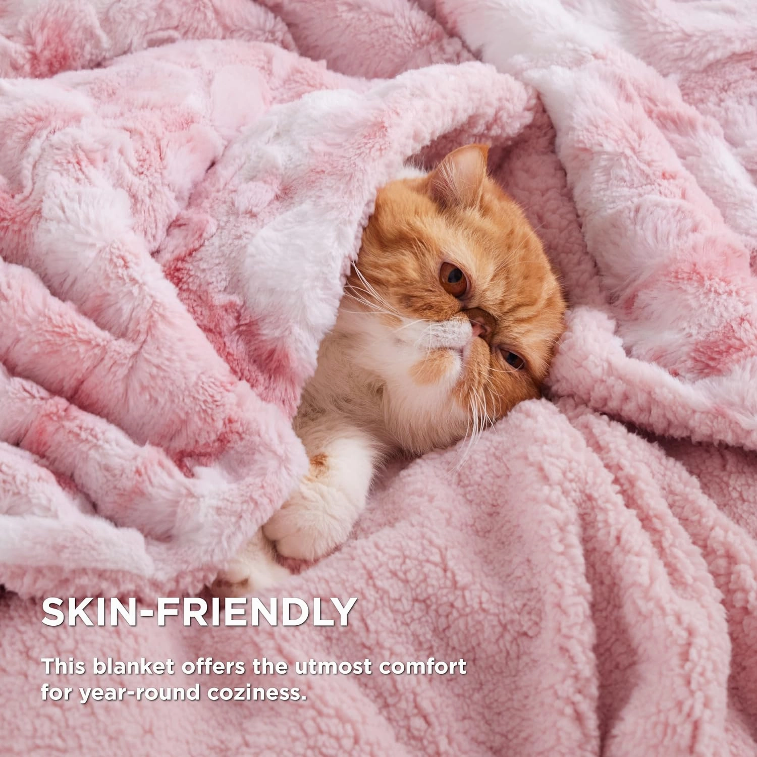 Bedsure Sherpa Fluffy Throw Blanket -Fleece Soft, Warm and Cozy Throw for Women, Plush & Fuzzy Faux Fur Blanket for Couch, Sofa and Bed Decor, Tie Dye Design, Pink, 50x60 Inches