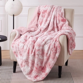 Bedsure Sherpa Fluffy Throw Blanket -Fleece Soft, Warm and Cozy Throw for Women, Plush & Fuzzy Faux Fur Blanket for Couch, Sofa and Bed Decor, Tie Dye Design, Pink, 50x60 Inches
