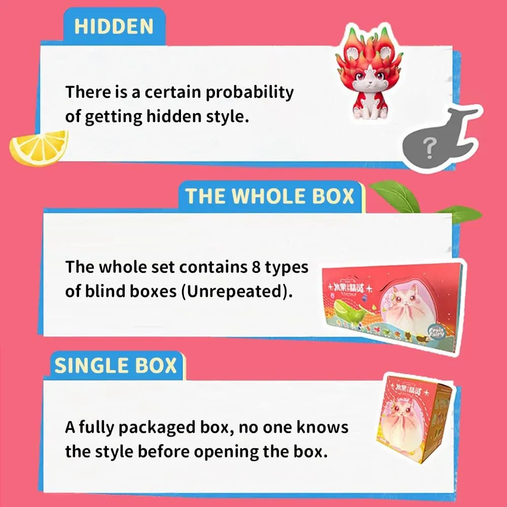 BEEMAI Fruit Fairy Series 8PCs Random Designed Cute Figures Collectibles Birthday Gift (Whole Set)