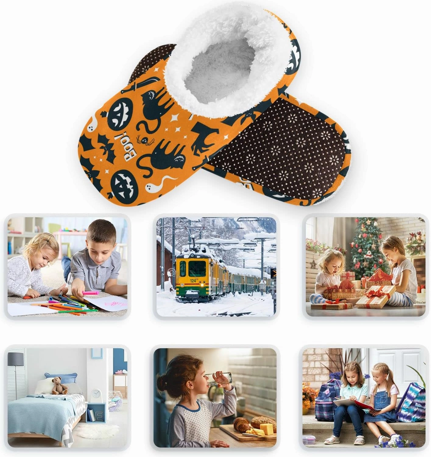 Bees Honey Honeycombs Boys Girls House Slippers Kids toddler Home Shoes Winter Indoor shoes XS