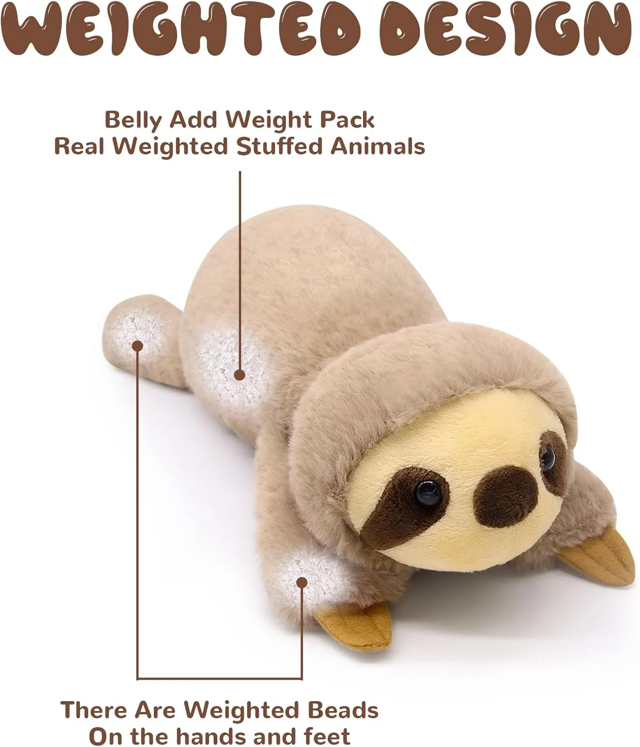 Bekrgwiy Sloth Stuffed Animal,17in Weighted Sloth Plush,Weighted Sloth Doll Toys,Hugging Plushie,Gift for Valentines Day,Birthday Halloween Christmas