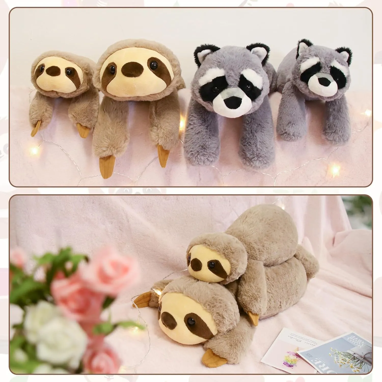Bekrgwiy Sloth Stuffed Animal,17in Weighted Sloth Plush,Weighted Sloth Doll Toys,Hugging Plushie,Gift for Valentines Day,Birthday Halloween Christmas