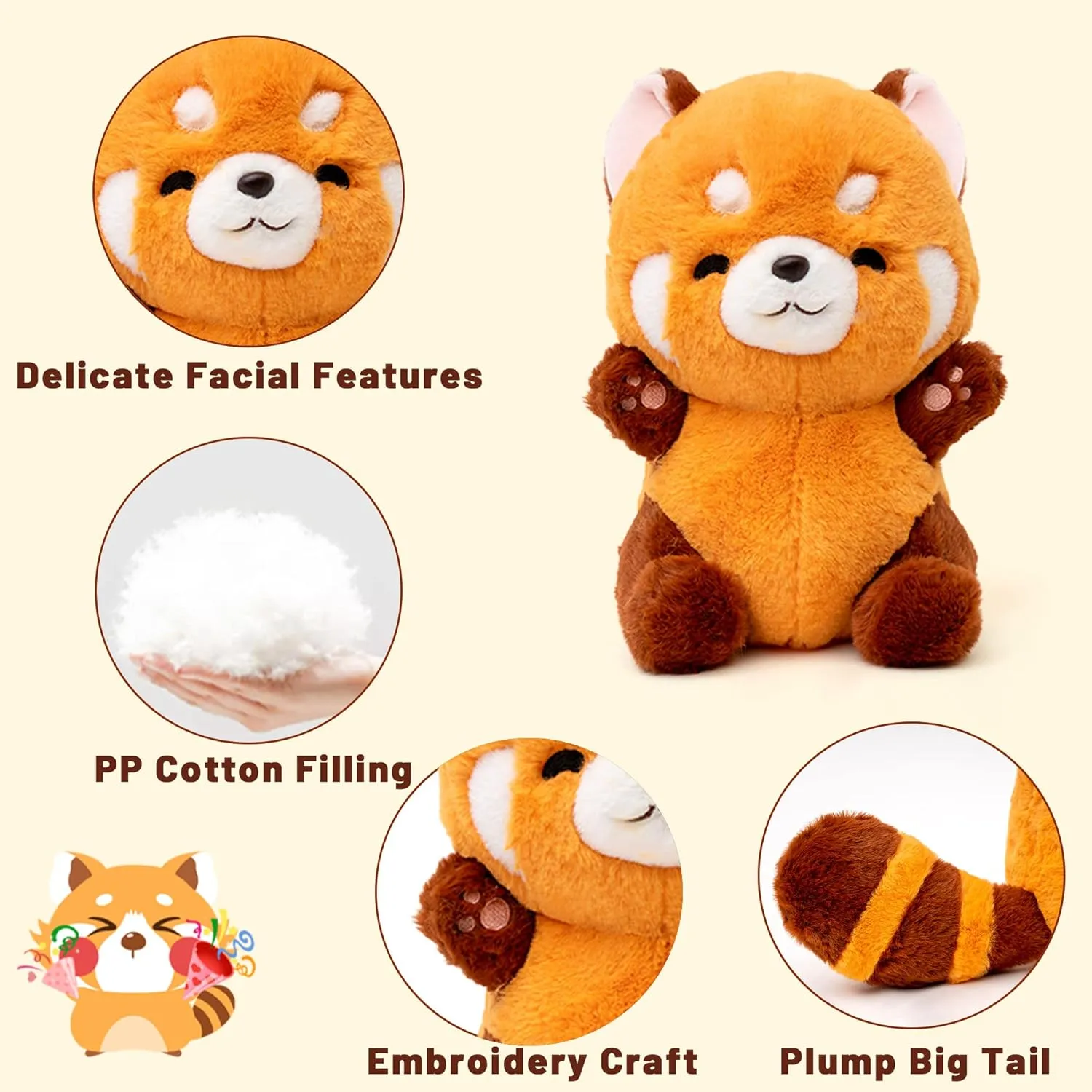 Big Red Panda Plush Cute Plushies Panda Stuffed Animal Kawaii Plushies Toy Gift for Kids Girlfriend Birthday Panda Plush