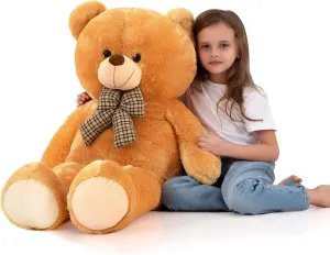 Big Teddy Bear 4 Feet Stuffed Animal Giant Teddy Bear Jumbo Stuffed Animals Big Teddy Bears Large Plush Toy Life Size Bear for Birthday Halloween Christmas Brown 47 Inch