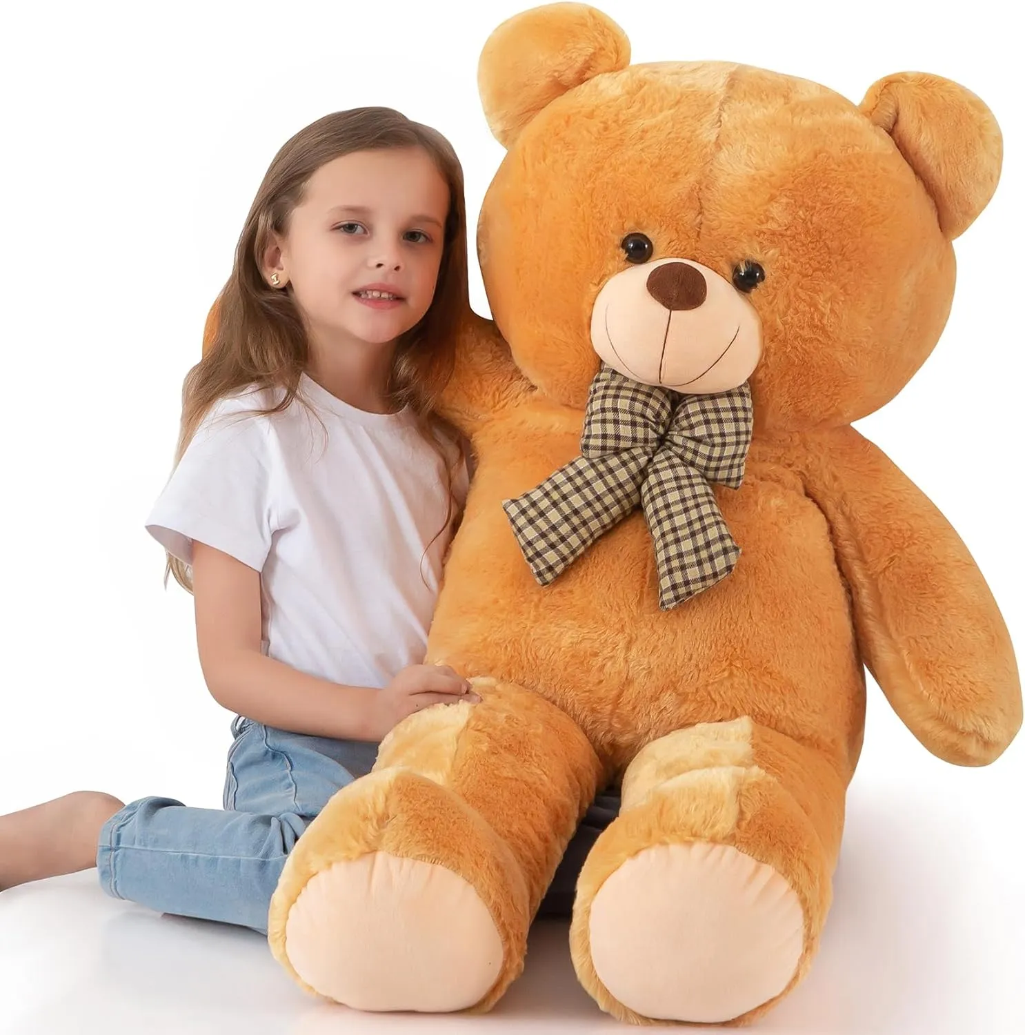 Big Teddy Bear 4 Feet Stuffed Animal Giant Teddy Bear Jumbo Stuffed Animals Big Teddy Bears Large Plush Toy Life Size Bear for Birthday Halloween Christmas Brown 47 Inch