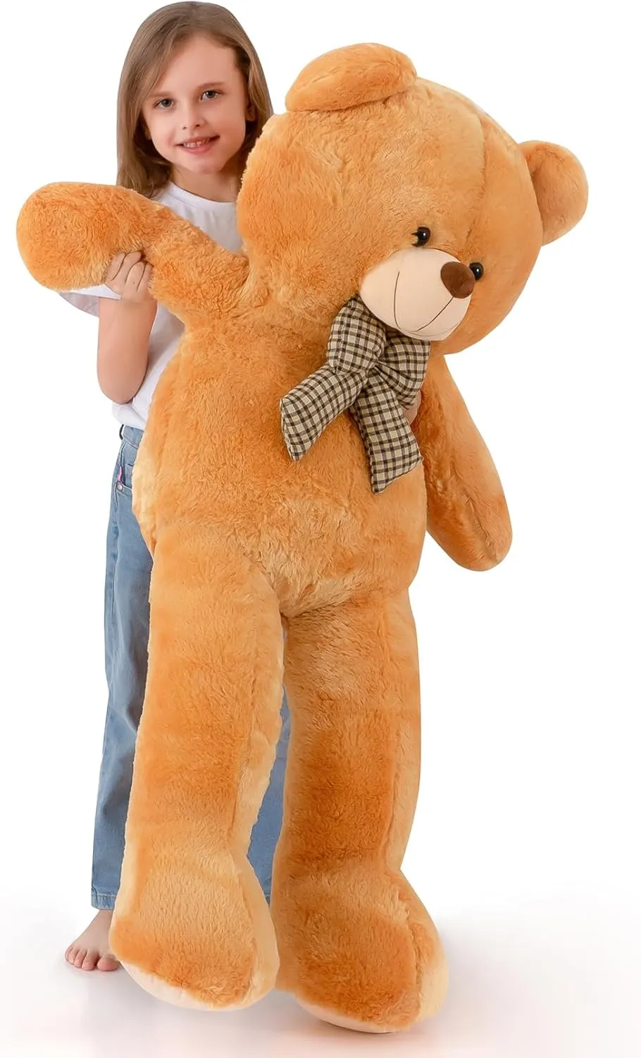 Big Teddy Bear 4 Feet Stuffed Animal Giant Teddy Bear Jumbo Stuffed Animals Big Teddy Bears Large Plush Toy Life Size Bear for Birthday Halloween Christmas Brown 47 Inch
