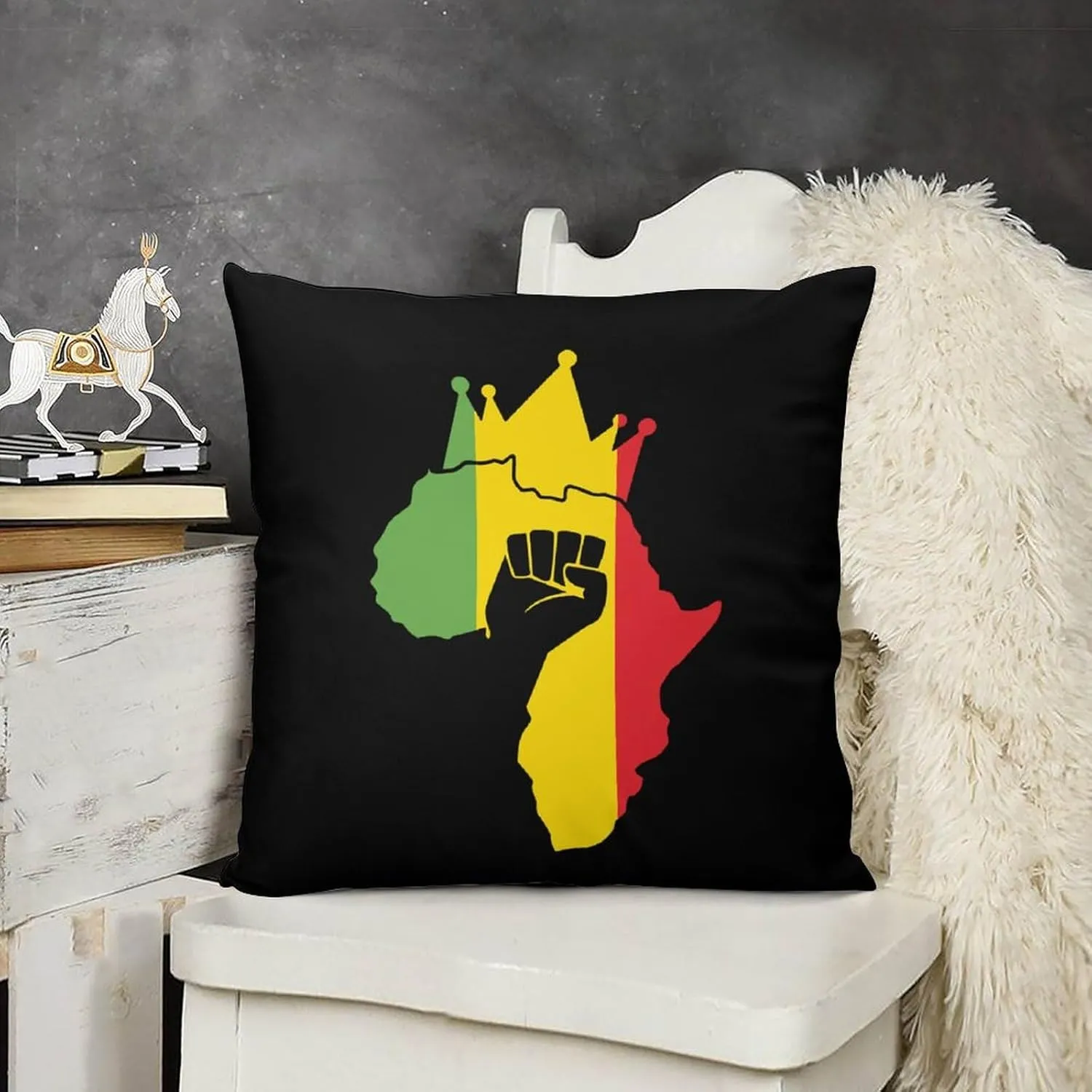 Black Power Fist on Africa Map Plush Pillow Cases Soft Pillow Covers Smooth Cushion Covers for Sofa Bed Set of 4 16 "x16