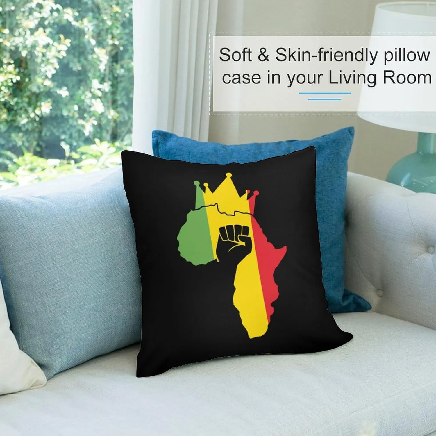 Black Power Fist on Africa Map Plush Pillow Cases Soft Pillow Covers Smooth Cushion Covers for Sofa Bed Set of 4 16 "x16