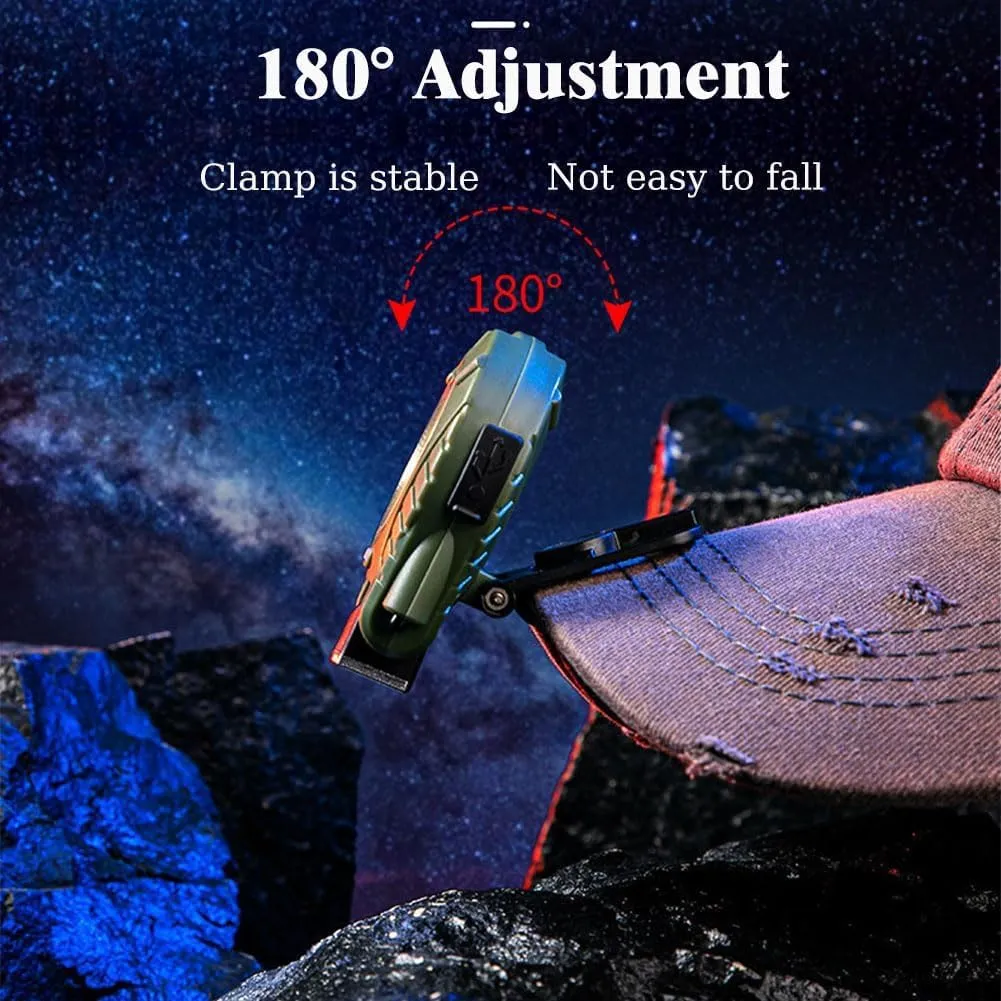 Black Technology Hat Clip Light, Rechargeable Waterproof Hat Lights Clip On for Fishing Camping Hand Work (2pcs Green)