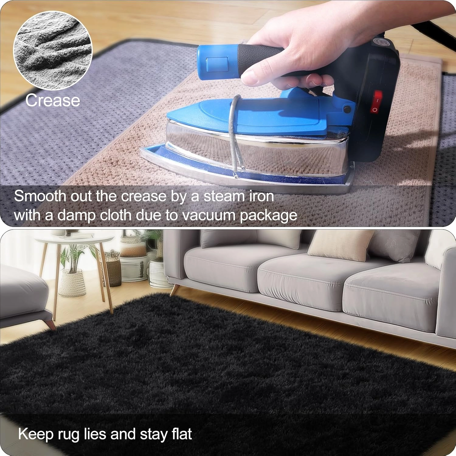 Black Area Rugs for Bedroom, 4x6 Fluffy Soft Shag Rugs for Living Room, Small Fuzzy Plush Shaggy Carpets for Boys and Girls Dorm Room Home Decor (4ft x 6ft, Black)