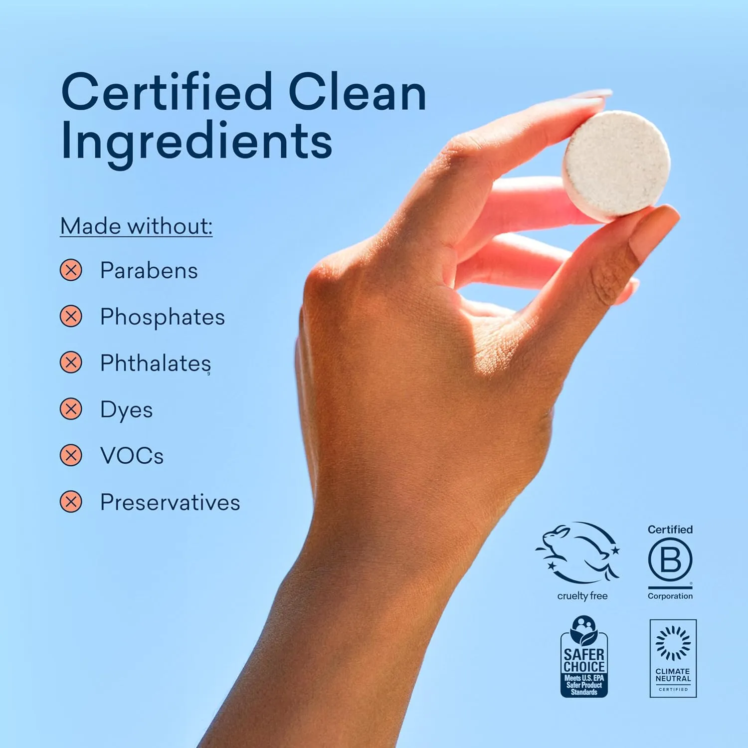 BLUELAND Foaming Hand Soap Refill Tablets, 10-Pack, Fragrance-Free, Eco Friendly Cleaning Products, 10 x 9 Fl oz