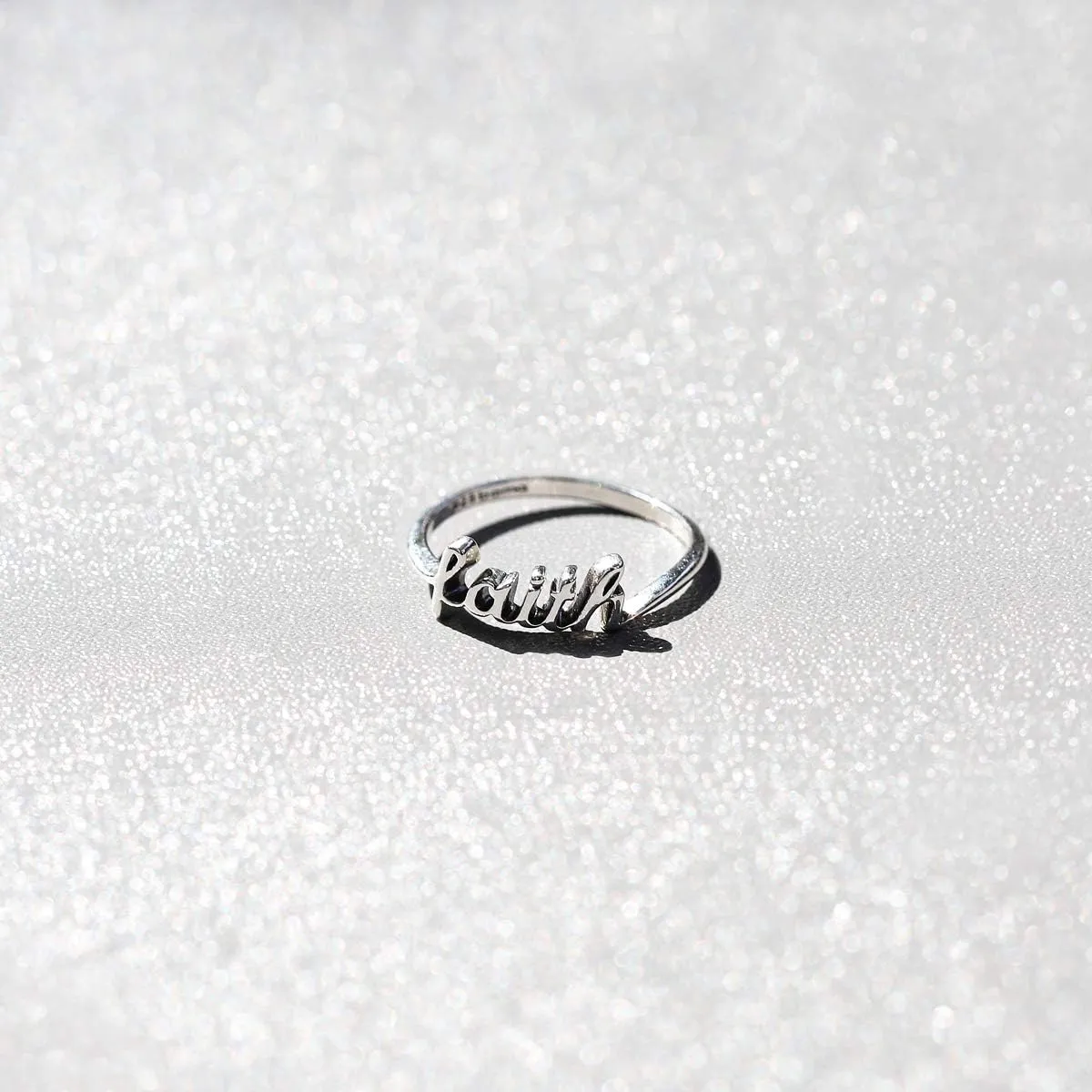 Boma Jewelry Sterling Silver Faith Script Ring